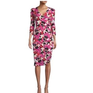 Milly Dress Silk Wrap Midi floral Party Dinner Date Night  Wedding Guest